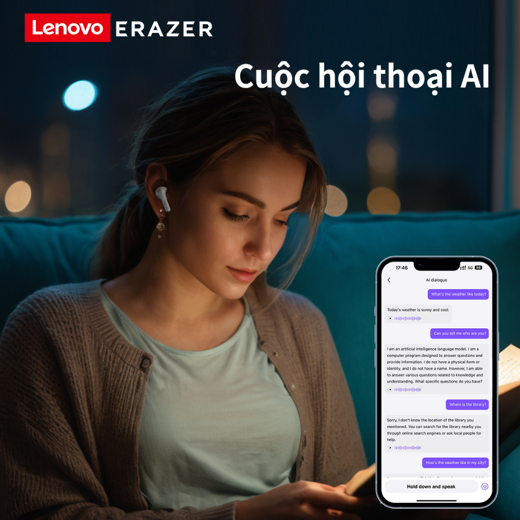 Lenovo Erazer XT92 PRO Tai Nghe Phiên Dịch tai nghe AI phiên dịch Al Tai nghe Bluetooth thông minh Tai nghe không dây dịch thời gian thực TWS có Mic Mini Bluetooth 5.4 Tai nghe thể thao | BigBuy360 - bigbuy360.vn