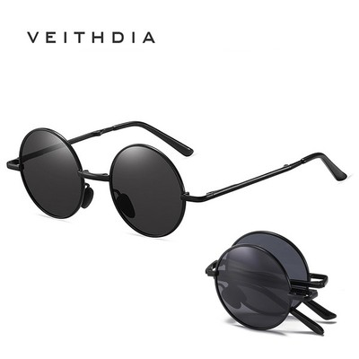 VEITHDIA Thời Trang Nam Phân Cực Gấp Kính Mát Nữ Có Thể Gập Lại Tròn UV400 Bảo Vệ Kính Chống Nắng Sắc Thái Tầm Nhìn Ban Đêm Ống Kính Photochromic A700