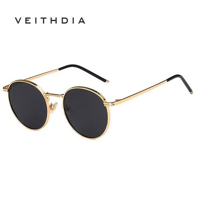 VEITHDIA Nữ Retro Tròn Kính Mát Vòng Tròn Kim Loại Hippie Sắc Thái UV400 Bảo Vệ Xu Hướng Kính Chống Nắng Z6544