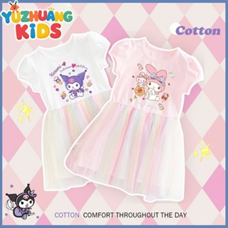 Váy Dễ Thương Cho Bé Gái 2-10Y Mùa Hè Hợp Thời Trang Cho Trẻ Em Kuromi Giai Điệu Váy Công Chúa Tay Ngắn Cho Bé Gái