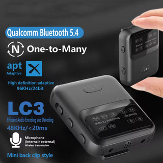 Bộ phát thu âm thanh Bluetooth 5.4 aptX-LL / HD / AD LC3 Auracast LE Bộ chuyển đổi âm thanh nổi không dây 2 TRONG 1 có Mic