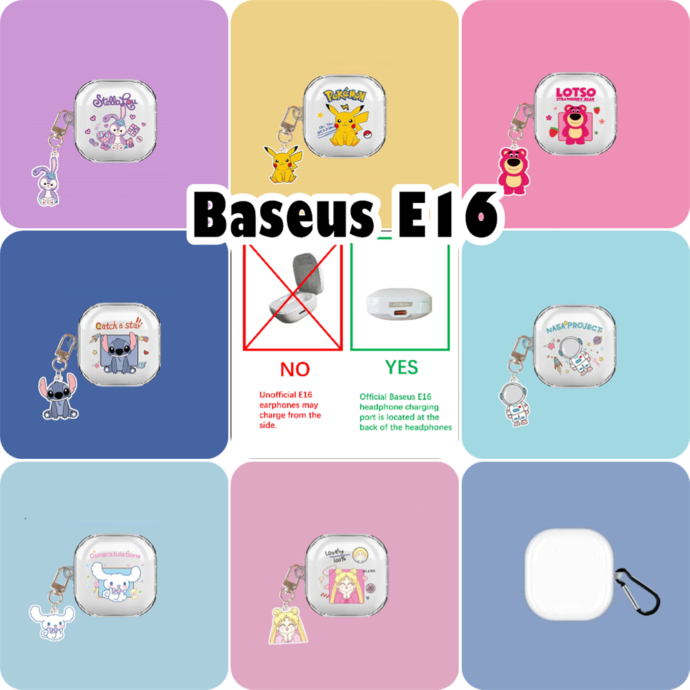【Hot sale】Cho Baseus E16 ốp tai ng Case phim hoạt hình Buồn cười Vỏ Bảo Vệ Hộp Sạc Tai Nghe