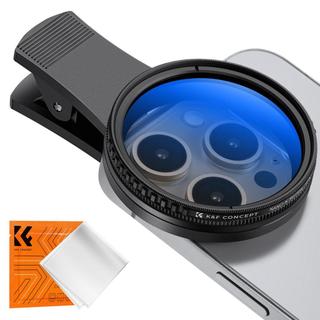 Bộ lọc ống kính máy ảnh điện thoại CPL kẹp K & F Concept 52mm, Bộ lọc phân cực tròn áp dụng cho tất cả các mẫu điện thoại di động
