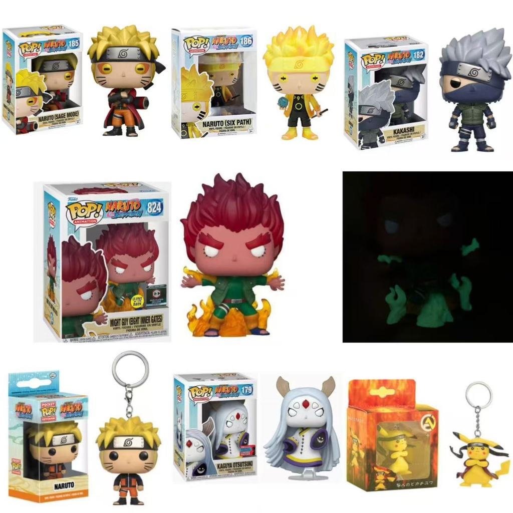 FUNKO POP Naruto Vinyl Hình Móc Khóa Kakashi / Kaguya Otsutsuki / Might Guy GITD Đồ Chơi Hành Động C
