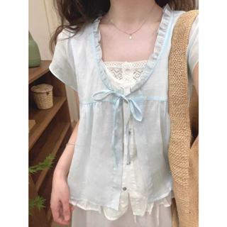 Áo sơ mi nữ tay ngắn dáng rộng phong cách Hàn Quốc