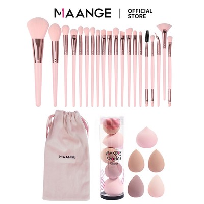 Bộ cọ trang điểm chuyên nghiệp MAANGE 20 chiếc kèm 5 miếng Mút trang điểm và túi đựng đồ trang điểm 52000