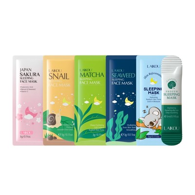 Set 6 mặt nạ ngủ LAIKOU dưỡng ẩm làm dịu 3g