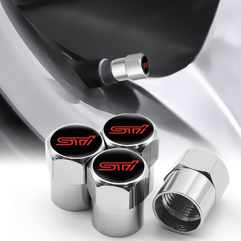 STI 4 Cái / bộ Nắp Van Xe Ô Tô Bảo Vệ Viền Mũ Cho Subaru STI WRX BRZ STI Sport