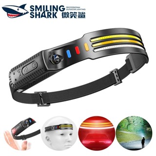  SmilingShark TD0229 đèn pin đội đầu siêu sáng Cảm biến Làm việc nhẹ trắng  vàng  đỏ 10 chế độ Type-C sạc lại Không thấm nước nhẹ để cắm trại câu cá 