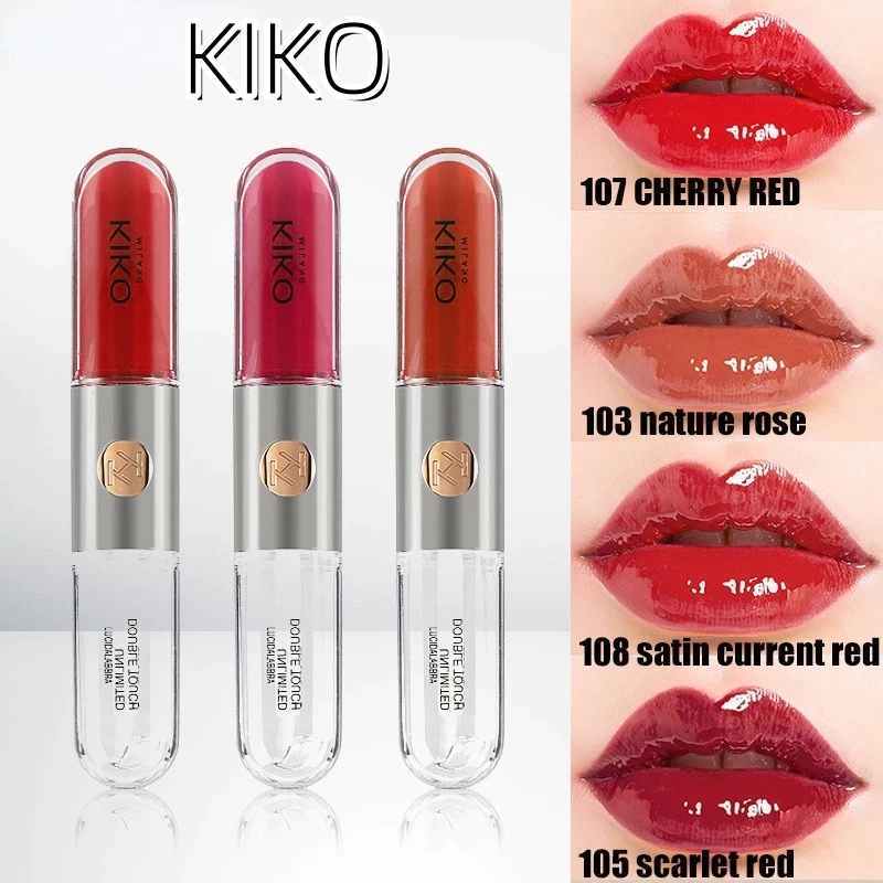 Miss Rose Kiko Milano Lip Gloss Unlimited Double Touch 6ml Son Môi #103natural Rose #108satin Curren