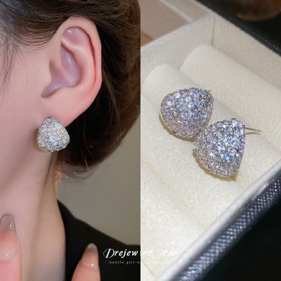 DREJEW 925Silver kim Zircon giọt nước Bông tai Doudou dành cho nữ với niche thiết kế thời trang tinh tế bông tai cao cấp nhẹ nhàng sang trọng