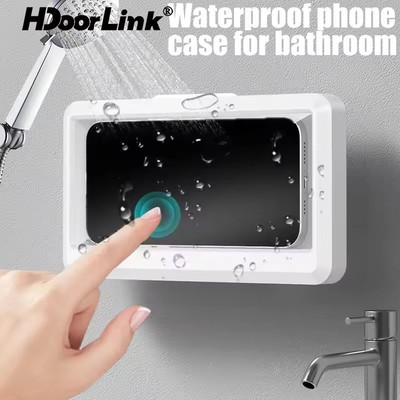 HdoorLink Phòng tắm Giá đỡ điện thoại chống nước Giá đỡ điện thoại treo tường Hộp đứng Màn hình cảm ứng Giá đỡ điện thoại