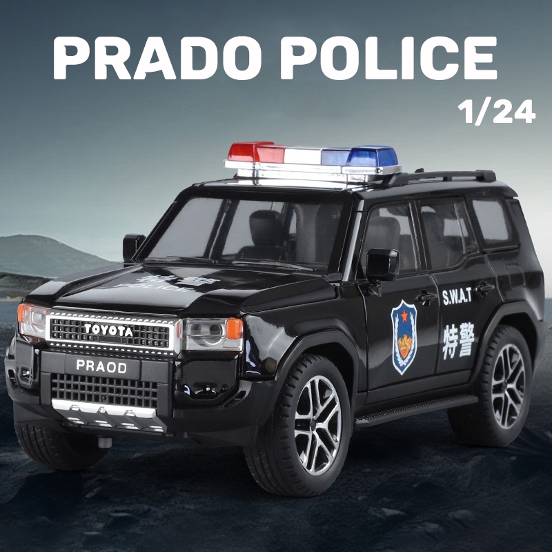 Tỉ Lệ 1: 24 Toyota Prado LC250 Cảnh Sát Hợp Kim Xe Mô Hình Diecast Xe Âm Thanh Ánh Sáng Xe Người Yêu