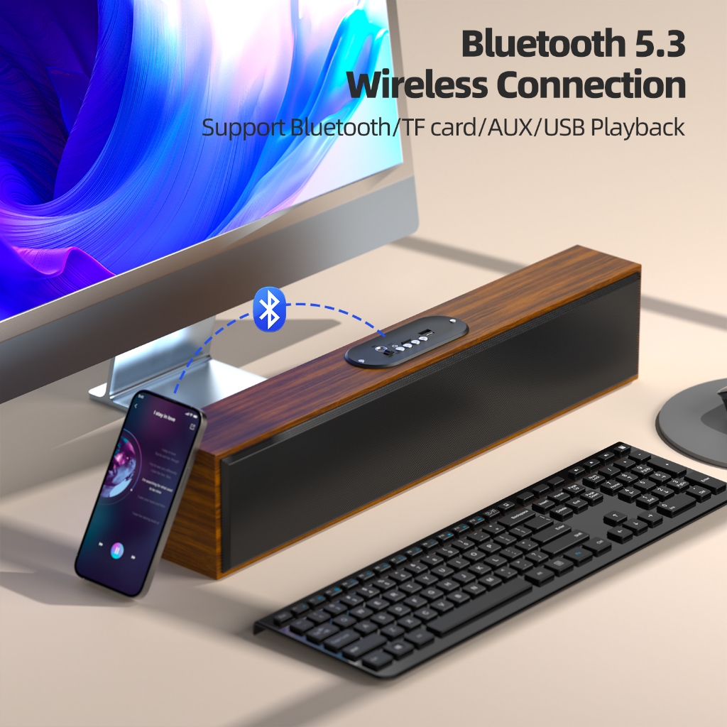 Loa Bluetooth GOOJODOQ Thiết kế bằng gỗ kích thước lớn Loa không dây PC Máy tính xách tay Âm thanh USB Chơi game Thẻ TF AUX | BigBuy360 - bigbuy360.vn