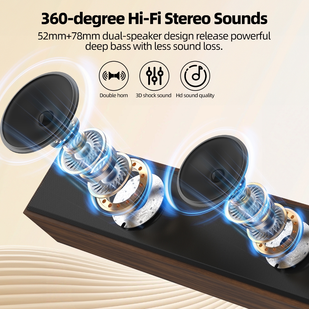 Loa Bluetooth GOOJODOQ Thiết kế bằng gỗ kích thước lớn Loa không dây PC Máy tính xách tay Âm thanh USB Chơi game Thẻ TF AUX | BigBuy360 - bigbuy360.vn