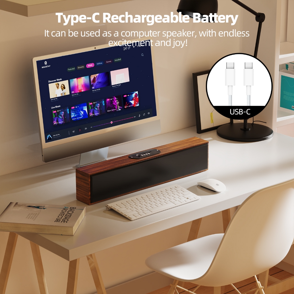 Loa Bluetooth GOOJODOQ Thiết kế bằng gỗ kích thước lớn Loa không dây PC Máy tính xách tay Âm thanh USB Chơi game Thẻ TF AUX | BigBuy360 - bigbuy360.vn