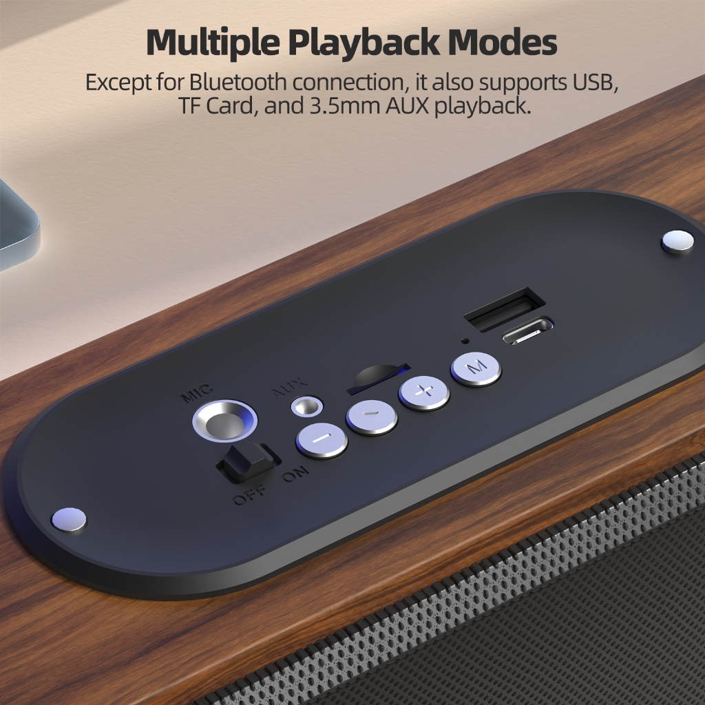 Loa Bluetooth GOOJODOQ Thiết kế bằng gỗ kích thước lớn Loa không dây PC Máy tính xách tay Âm thanh USB Chơi game Thẻ TF AUX | BigBuy360 - bigbuy360.vn