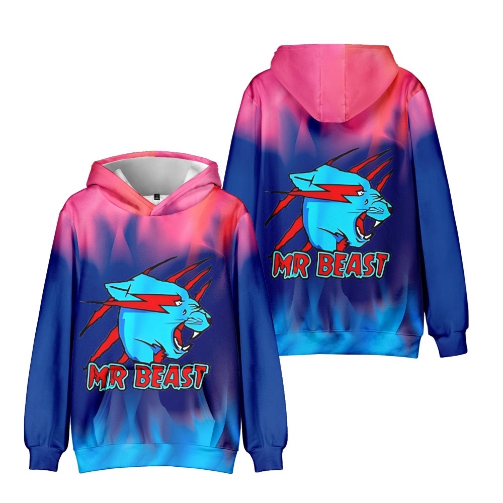 Ông Beast Áo Mr Beast Trẻ Em Người Lớn 3D In Hình Hoạt Hình Thường Ngày Rời Phổ Biến Áo Khoác Có Mũ 