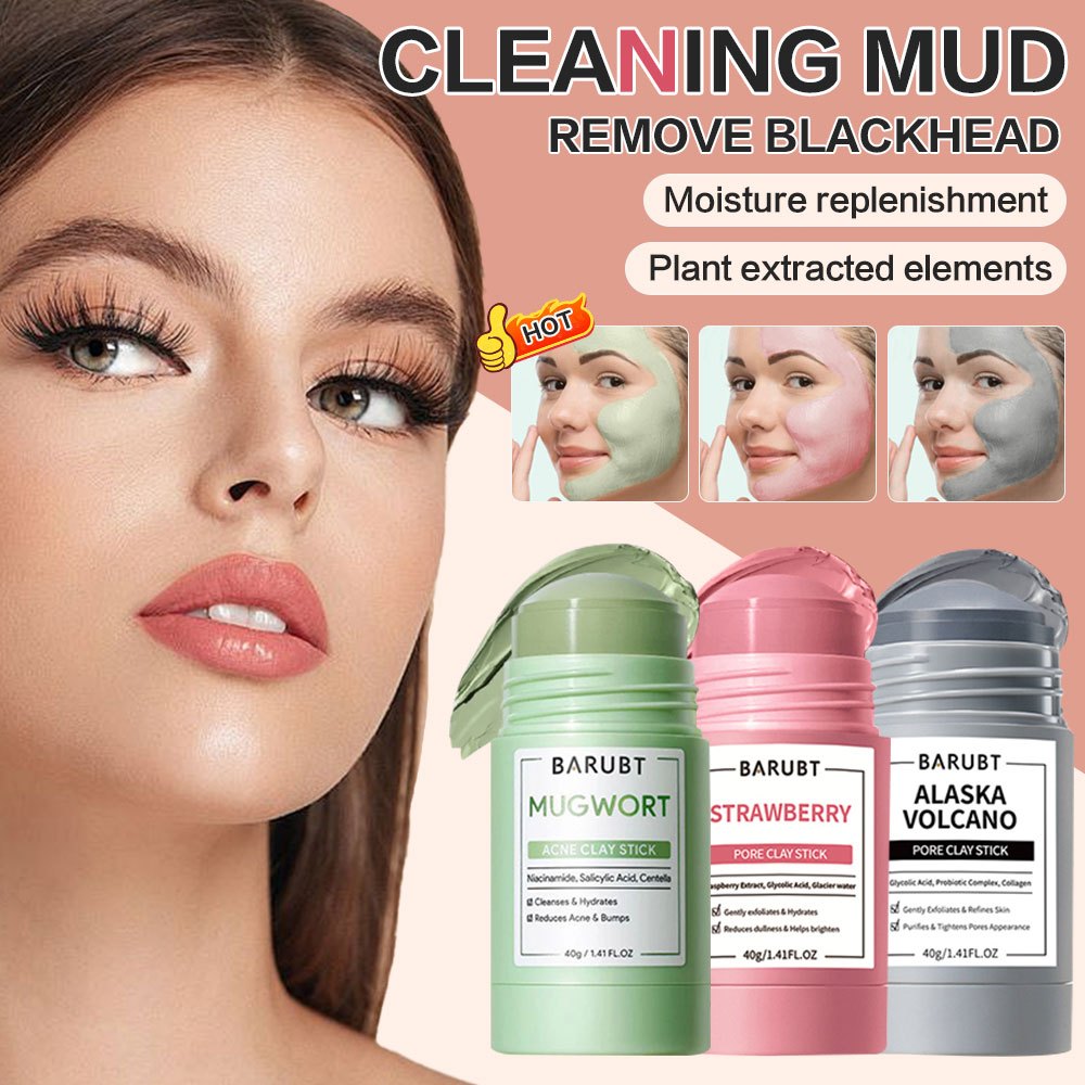 Mặt nạ bùn đất sét BARUBT Mugwort Loại bỏ mụn đầu đen Mặt nạ làm sạch da làm sáng da 40g