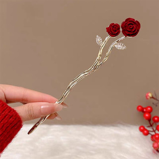 Màu Đỏ Đôi Nhung Hoa Tinh Tế Thời Trang Kẹp Tóc Phong Cách Mới Sang Trọng Thanh Lịch Kẹp Tóc Phụ Kiện Tóc