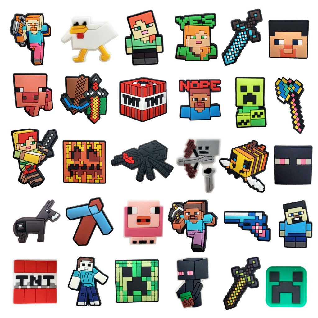 30 Chiếc Mới Minecraft PVC Giày Quyến Rũ Cho Crocs Giày Mềm Trò Chơi Hoạt Hình DIY Tắc Sandal Giày A