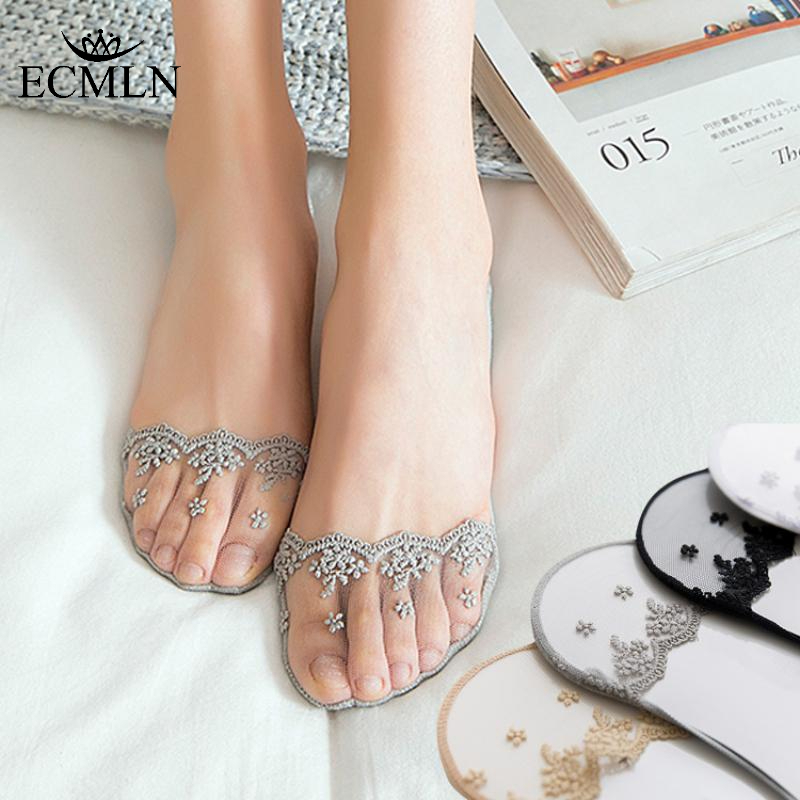 ECMN Nữ Cotton Thuyền Tất Silicon Chống Trơn Trượt Nông Miệng Giày Cao Gót Vô Hình Tất