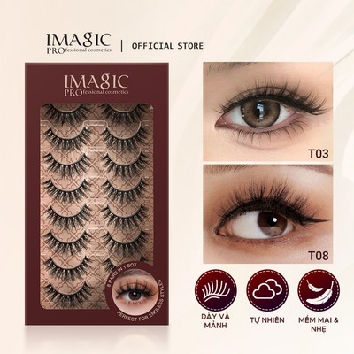 Lông mi giả IMAGIC 3D Dụng cụ trang điểm dày xoăn tự nhiên 8 đôi