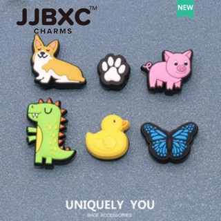  JJBXC Charm phụ kiện dép   Chính thức thích ứng độc quyền giày trang trí khóa hoạt hình động vật Corgi  Khủng Long Lợn Con Sticker Dép   