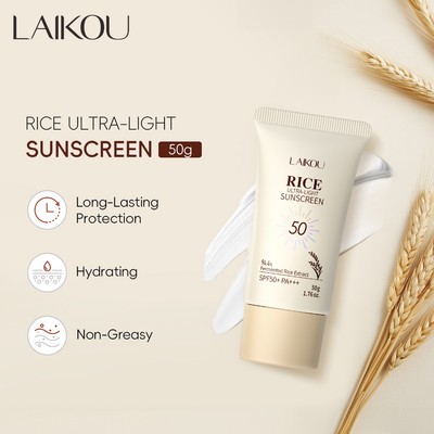 Kem chống nắng siêu nhẹ LAIKOU Rice SPF50 + PA + + + 50g Dưỡng ẩm bảo vệ lâu trôi Không nhờn