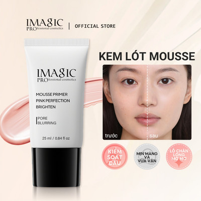 IMAGIC Mousse Primer Làm sáng da mịn Kiểm soát dầu Lỗ chân lông vô hình Kem lót trang điểm lâu trôi Tự nhiên 25ML