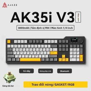  Bàn phím cơ 3 chế độ có dây và Wirless Ajazz AK35i V3 104 phím Full-key Hot có thể hoán đổi với núm và hiển thị Giảm tiếng ồn năm lớp để chơi game và văn phòng 