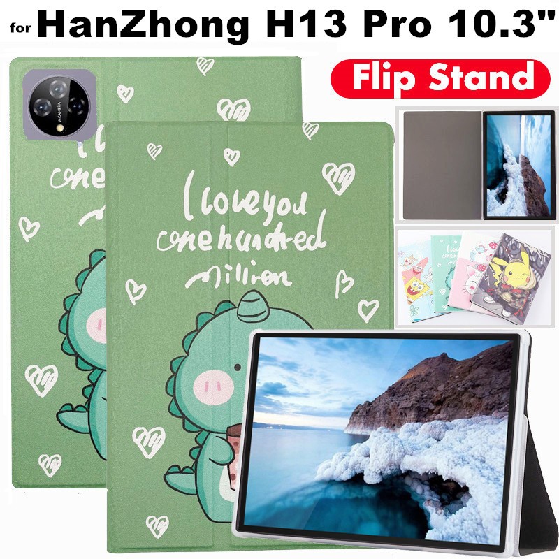 Dành Cho HanZhong H13 Pro 10.3 Inch 2024 Ốp Lưng Filp Da Chống Sốc Silicon Bảo Vệ Đứng Bao Da