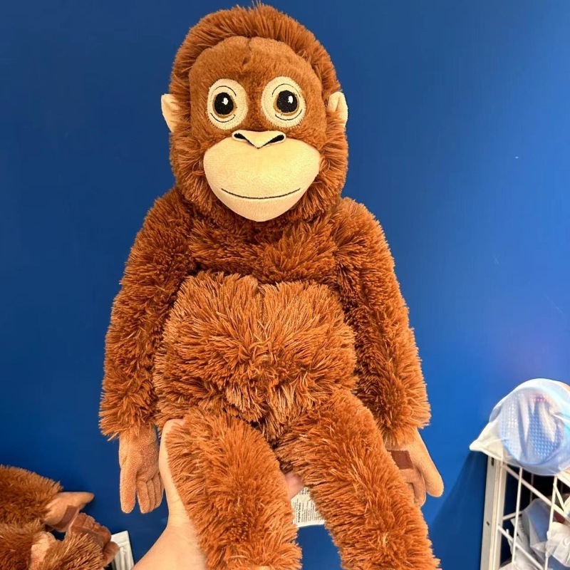 Búp bê nhồi bông IKEA Gorilla 60cm DJUNGELSKOG Velcro Búp bê khỉ dài cánh tay màu đỏ làm dịu Ragdoll