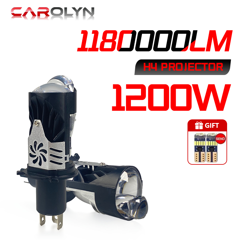 1180000LM H4 LED Máy Chiếu Ô Tô Xe Máy Đèn Pha Bi LED Mini Ống Kính Máy Chiếu H4 Mini Ống Kính Máy C