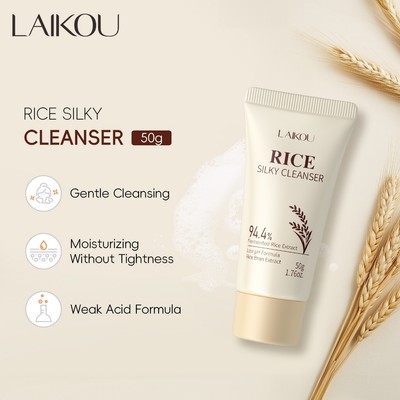 Sữa rửa mặt mượt gạo LAIKOU Độ pH thấp Làm sạch nhẹ nhàng Dưỡng ẩm không bó sát 50g
