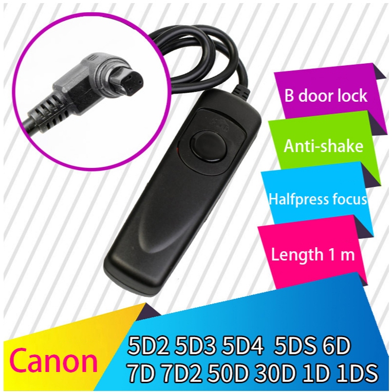 RS-80N3 Máy ảnh Canon Công tắc từ xa Camera Điều khiển từ xa Phát hành màn trập có dây cho Canon 5D 