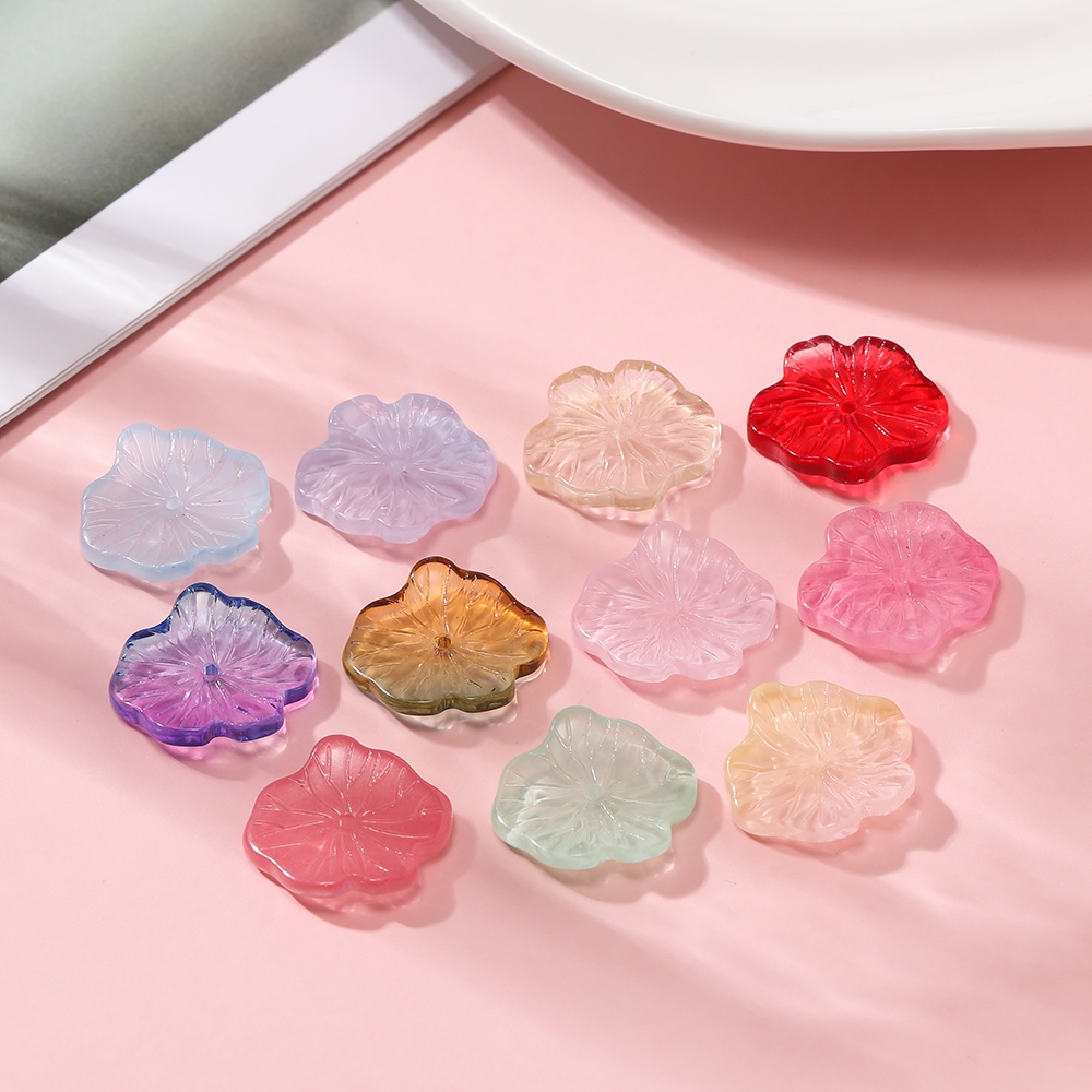 30 hạt Lotus Glass Glass ba chiều Hạt hoa DIY làm vòng tay/dây chuyền