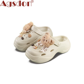  Agsdon Giày Sandal Nữ Mùa Hè Phong Cách Mới Thoải Mái Phong Cách Thể Thao Ba Màu Sang Trọng Gấu Giày Hoa 
