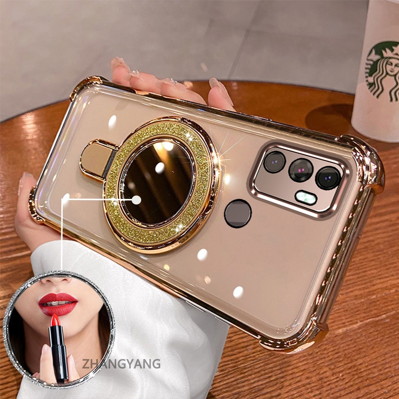 Ốp Lưng Cho OPPO A53 2020 A33 Ốp Điện Thoại Silicon Chống Rơi Thẩm Mỹ Có Giá Đỡ Hiệu Ứng Gương TPU T