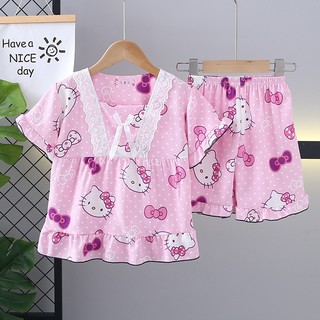  Trẻ em Big Girl Bộ Đồ Ngủ Cotton Tay Ngắn Váy Ngủ Trẻ Em Bé Gái Quần Áo Ngủ Cho 10 - 11 Tuổi 