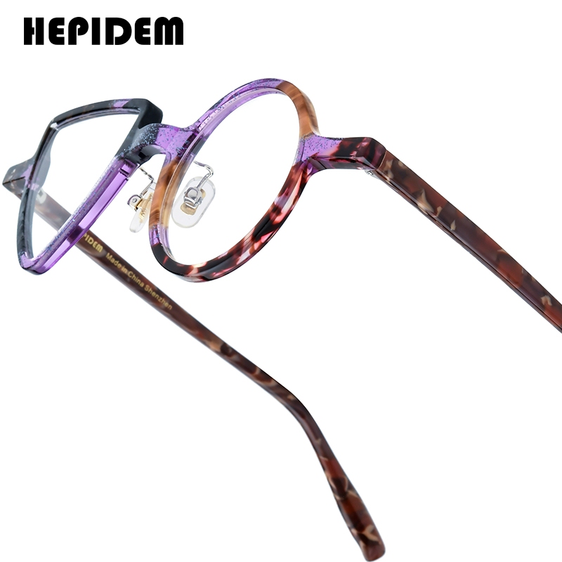HEPIDEM Acetate Gọng Kính Nam 2025 Retro Vuông Tròn Cổ Điển Unisex Nerd Vintage 9391