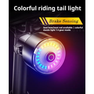 Đèn hậu xe đạp cảm biến phanh thông minh - Đèn LED an toàn có thể sạc lại Type-C, Độ sáng tự động cho phụ kiện cưỡi ngựa ban đêm MTB / xe đạp đường trường