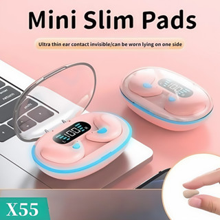 Tai nghe nhét tai bán trong suốt Bluetooth không dây X55, hộp sạc siêu mỏng, màn hình hiển thị kỹ thuật số LED, hỗ trợ gọi điện, thao tác nút