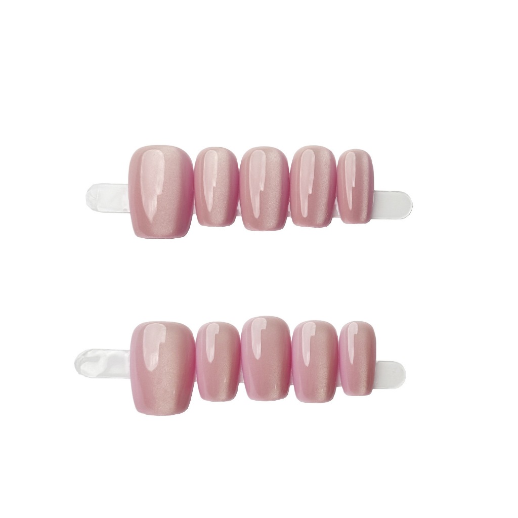 Móng tay nhân tạo Pink Gem Girls Cat Eye Short Style (Bộ Pectin miễn phí)