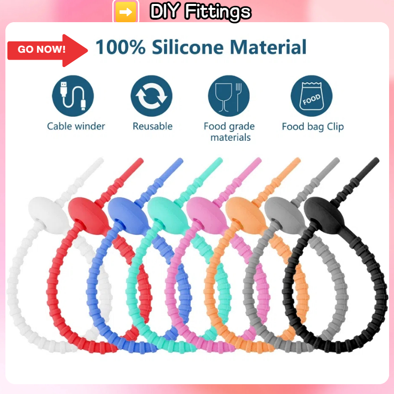 15cm Màu Silicon Tự Khóa Lưu Trữ Dây Cao Su Mềm Hoạt Hình Vòng Chìa Khóa Dây Buộc Dữ Liệu Dây Buộc Có Thể Tái Sử Dụng Tự Làm Trang Sức