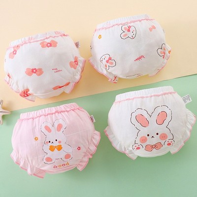 Adabaobao® ᵛⁿ Set 4 quần lót Luckybigcat cotton in họa tiết xinh xắn thoải mái cho bé