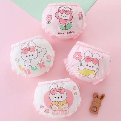 Adabaobao® ᵛⁿ4 Cái/ bộ Quần Lót Bé Gái Mùa Hè Trẻ Em Nguyên Chất cotton Tập Luyện Quần Short Bánh Mì Lót Thích Hợp Cho Mọi Mùa In Quần