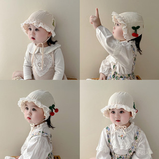  Bé Gái Ngọt Ngào Ren Công Chúa Mũ Mùa Xuân Thu Phong Cách Mỏng Bảo Vệ Tai Cho Bé Mũ Cotton Buộc Dây 