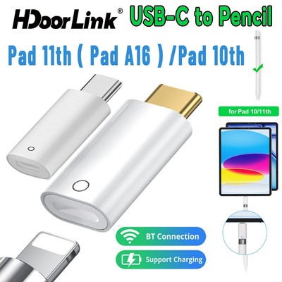 HdoorLink pad thứ 11 (pad A16) Bộ chuyển đổi bộ sạc máy tính bảng thứ 10 Tương thích với bút chì IOS 1st và pad Miếng đệm thế hệ thứ 10 A16 Type-C Đầu nối bộ sạc iPencil