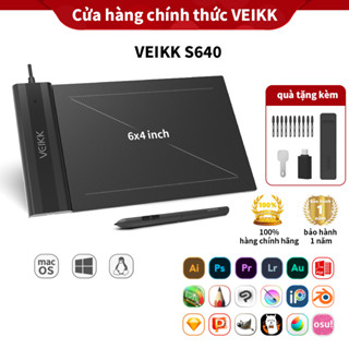Bảng vẽ điện tử VEIKK S640 6x4 inch 8192/ hỗ trợ Mac/ Windows/ Android/ cho nghệ thuật kỹ thuật số/việc trực tuyến/ OSU